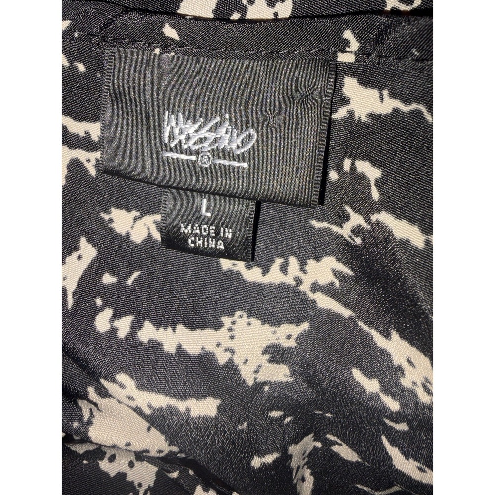 Women's Mossimo Dress Sz L elastic waist black/beige cap slv polyester - Picture 7 of 10